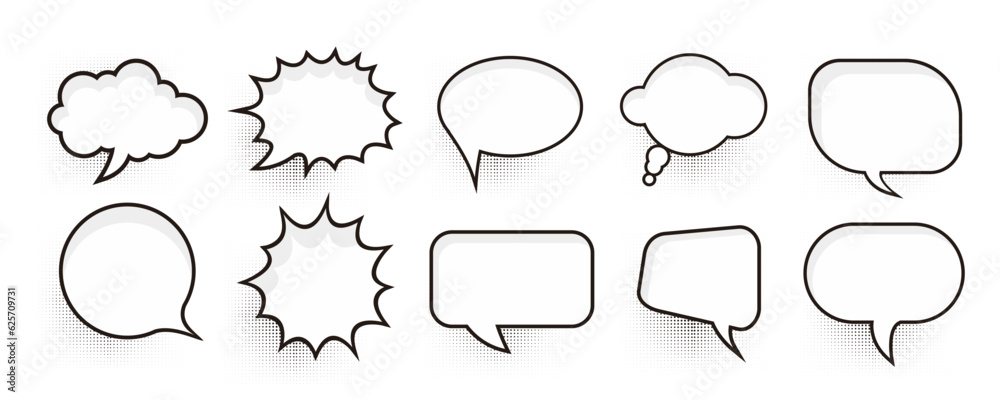 Fototapeta premium Set of speech bubbles. Halftone shadows. Vector illustration
