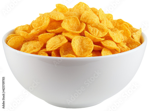 Cornflakes in a Bowl. Isolated on Transparent Background. generative ai