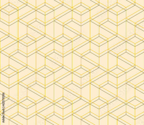 Vector seamless cubic hexagon pattern. Abstract geometric low poly background. Stylish grid texture.