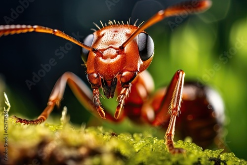 A close-up macro view of an ant in a forest. © Sebastian Studio