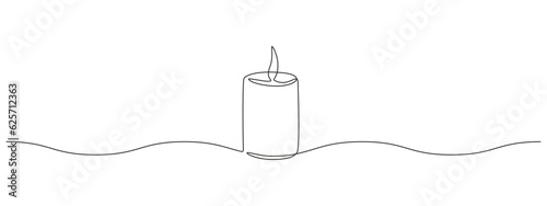 Fotografia One continuous line drawing of wax or paraffin candle