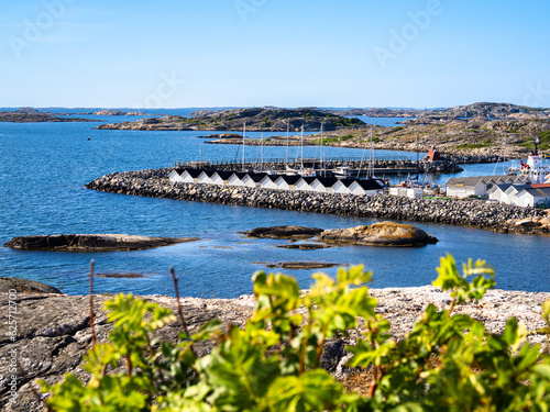 View of the bay, the fishing village of Vrango and the beautiful nature on the island of Vrango, Sweden © Taljat