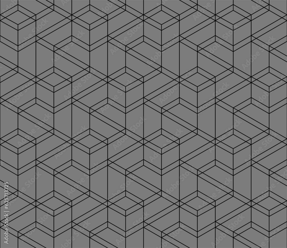 Vector seamless cubic hexagon pattern. Abstract geometric low poly background. Stylish grid texture. Vector seamless cubic hexagon pattern. Abstract geometric low poly background. Stylish grid texture.