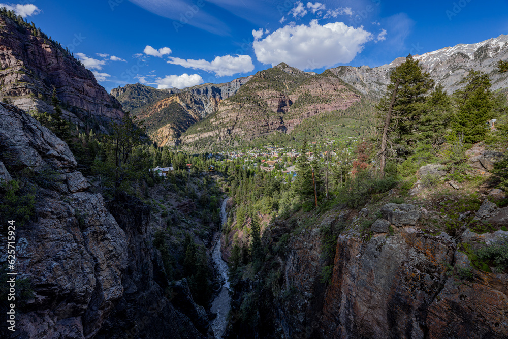 Sunny view of creek landscape around Ouray Sunny view of creek landscape around Ouray