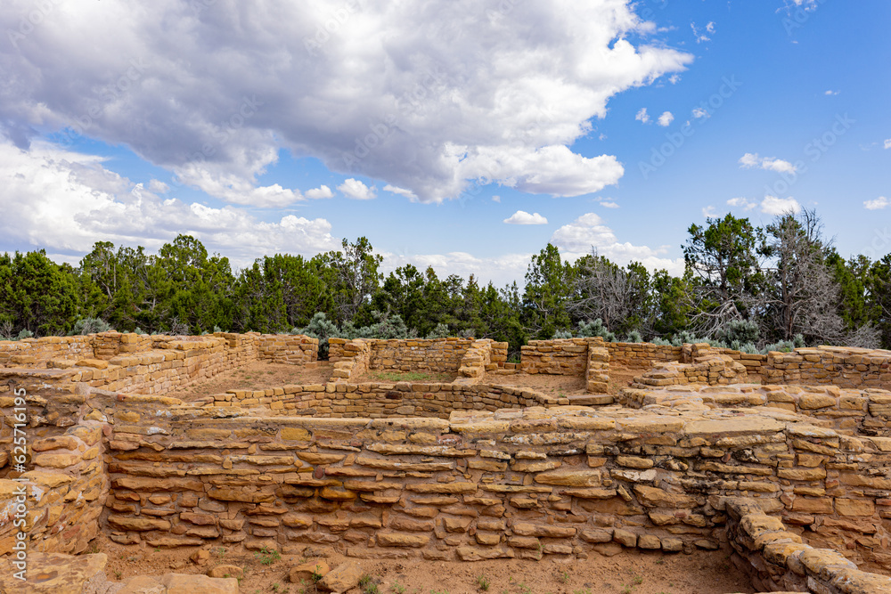 Sunny view of the historical Coyote Village in Mesa Verde National Park