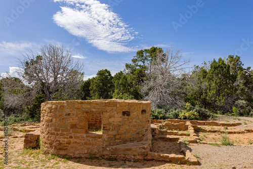 Sunny view of the historical Coyote Village in Mesa Verde National Park