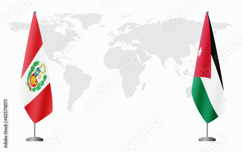 Peru and Jordan flags for official meeting