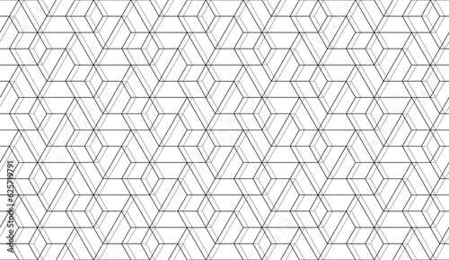 Vector seamless linear pattern with rhombuses. Abstract geometric low poly background. Stylish hexagon grid texture.