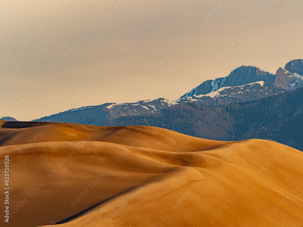 Sunny view of the landscape of Great Sand Dunes National Park and Preserve