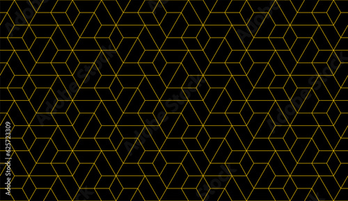 Vector seamless linear pattern with rhombuses. Abstract geometric low poly background. Stylish hexagon grid texture.