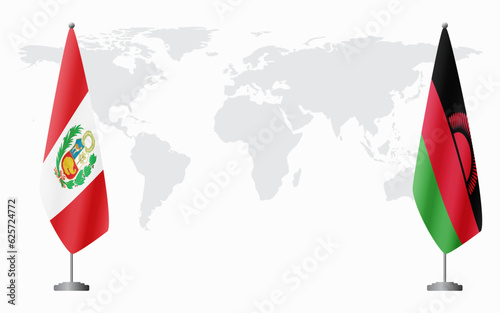 Peru and Malawi flags for official meeting