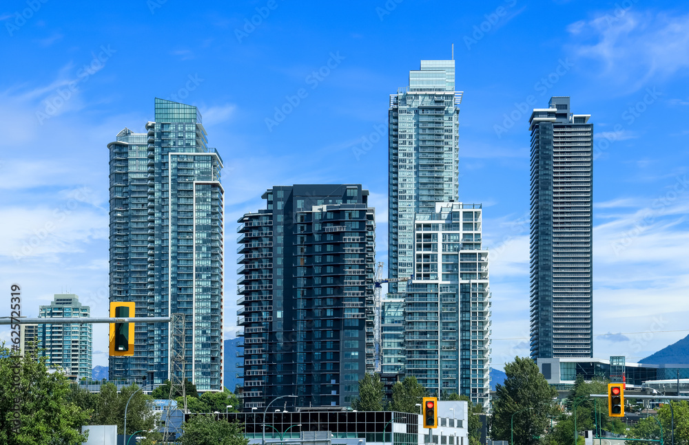 Fototapeta premium The Cityscape of Metrotown, Burnaby, Canada, it is British Columbia's third-largest city by population.