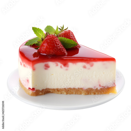 strawberry cheese cake isolated on white background white