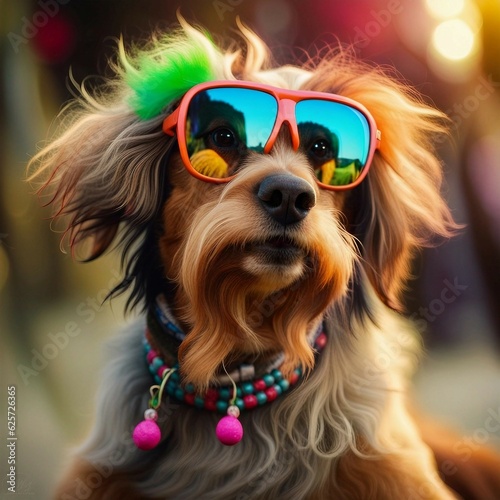 generative AI - funky colorful dog art illustration © adi