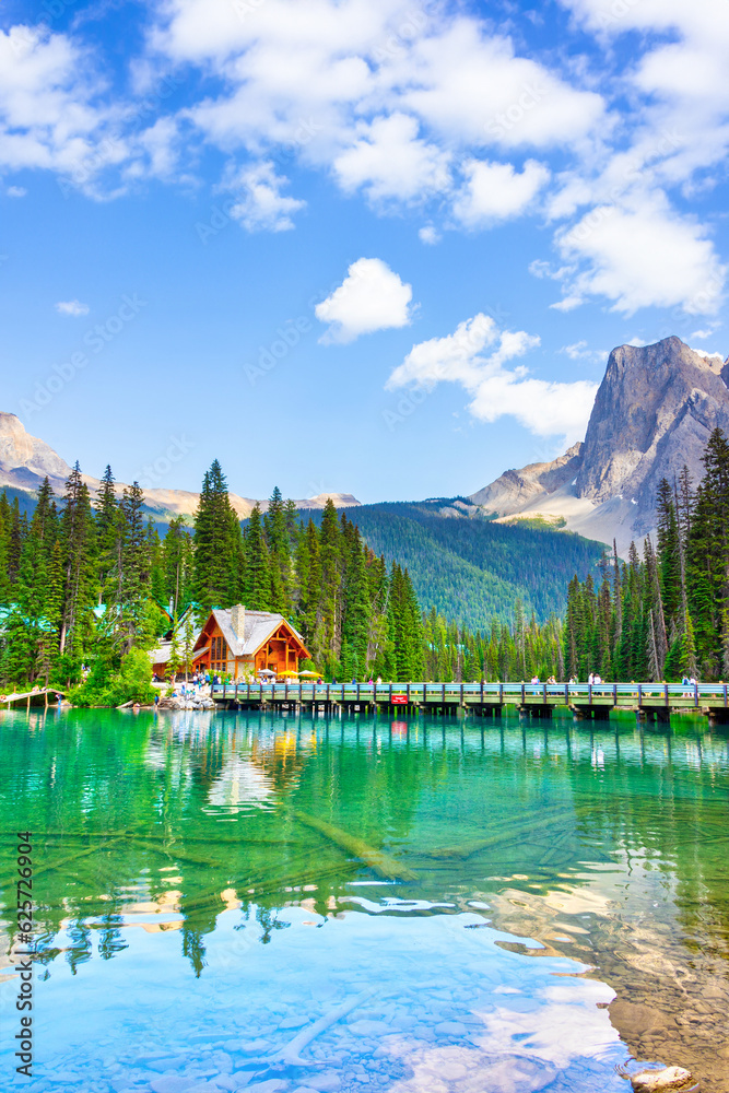 Emerald lake in the Canadian Rockies of Yoho National Park, British Columbia, Canada