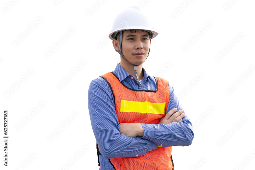 Male industrial engineer in uniform on white background safety equipment Male industrial engineer in uniform on white background safety equipment