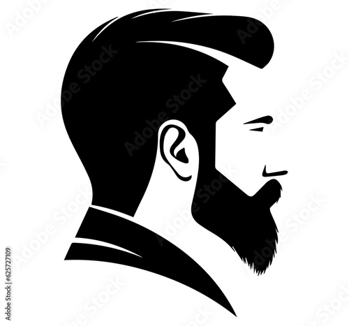 Side silhouette of a bearded man for a barbershop vector illustration