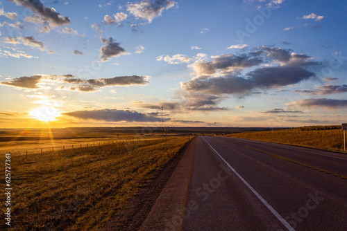 sunset over the open road