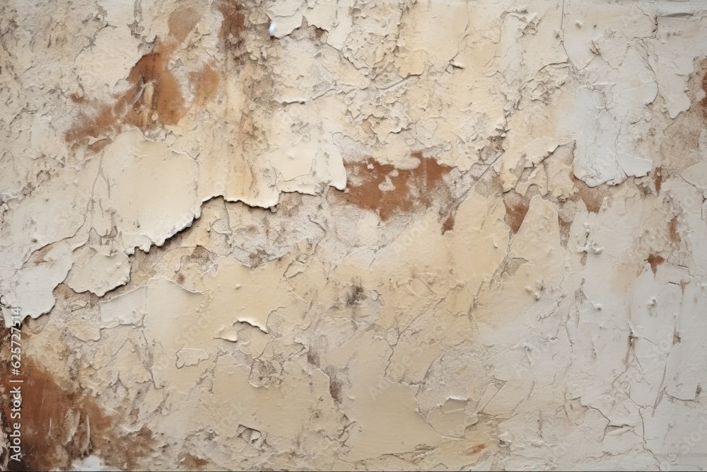 Background of plaster, broken cement forms. Stucco texture, resembling a palette knife smear on a wall, staining different forms to create exquisite relief, flaking off plaster, and rough