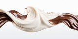 A close up of a chocolate swirl on a white background. Generative AI.
