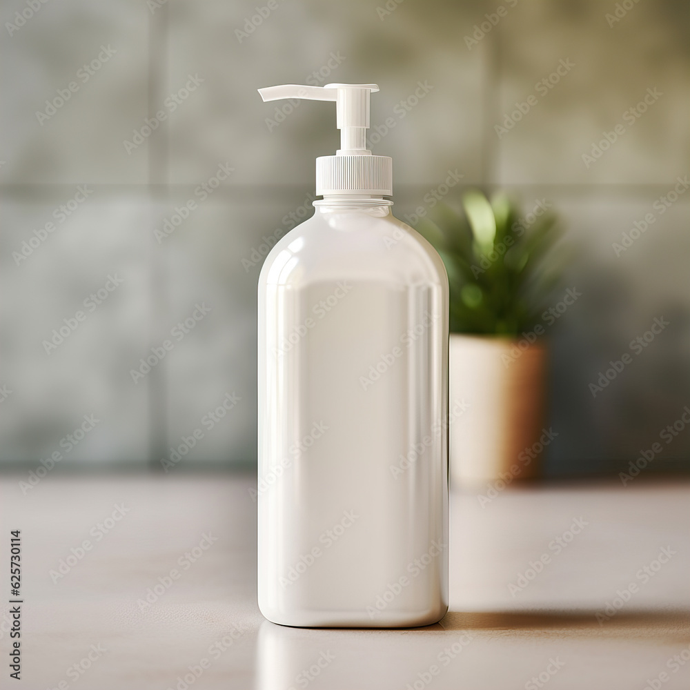 White plastic dispenser bottle mockup, cosmetic and care product pump bottle front view White plastic dispenser bottle mockup, cosmetic and care product pump bottle front view