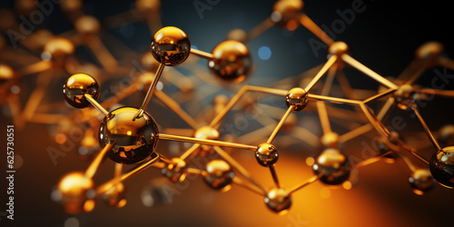 Gold molecule or atom. Generative AI