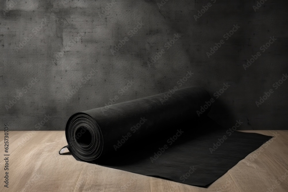 Mockup of a blank black wallpaper roll with various angles. Interior
