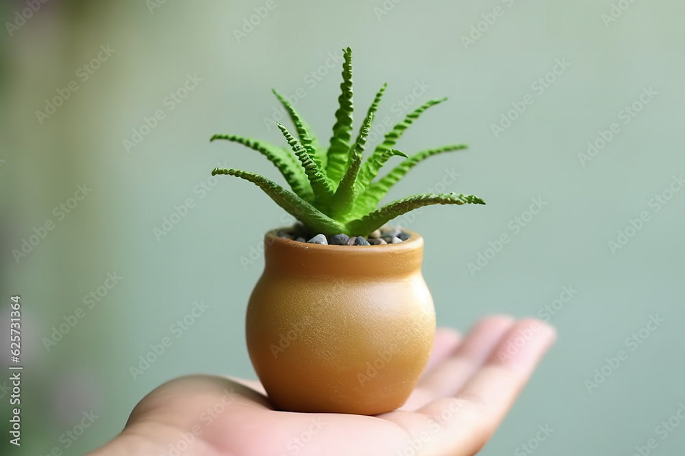 Green mini plant aloe planting and gardening at home. Aloe vera in plant pot. Aloe flower in a pot. Small cactus in white pot. Realistic 3D illustration. Generative AI Green mini plant aloe planting and gardening at home. Aloe vera in plant pot. Aloe flower in a pot. Small cactus in white pot. Realistic 3D illustration. Generative AI