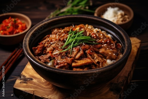 Korean traditional meat dish. National asian food. Generative AI food image