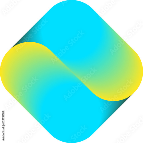 Colorful 3D Abstract Gradient Ramp Shape Illustration Isolated on a Transparent Background