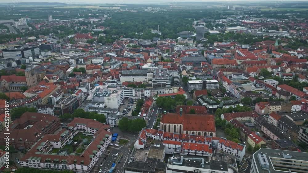 Aerial Drone shot of Brunswick Innenstadt or Braunschweig city centre , Germany . Aerial Drone shot of Brunswick Innenstadt or Braunschweig city centre , Germany .