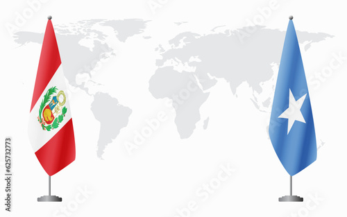 Peru and Somalia flags for official meeting