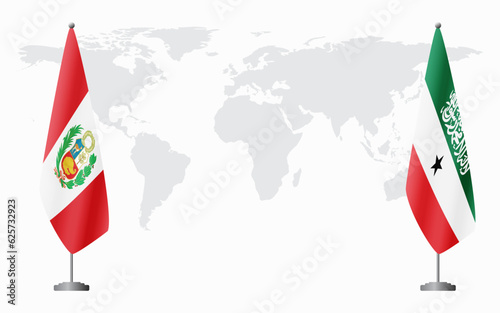 Peru and Somaliland flags for official meeting