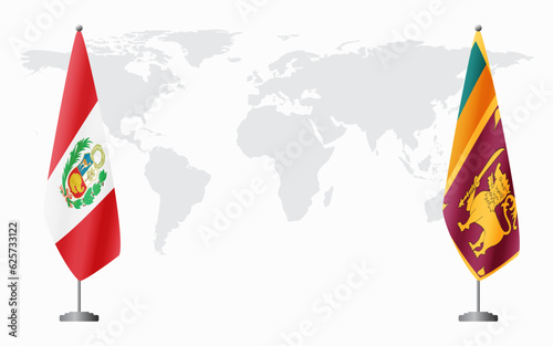 Peru and Sri Lanka flags for official meeting