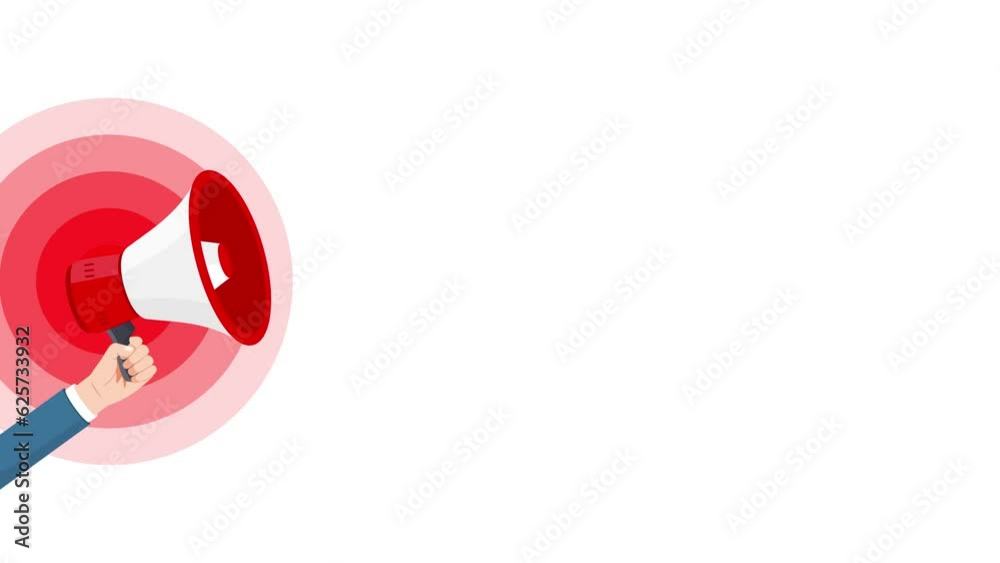 Hand holding megaphone with copy space text area. Megaphone for communication and marketing concept