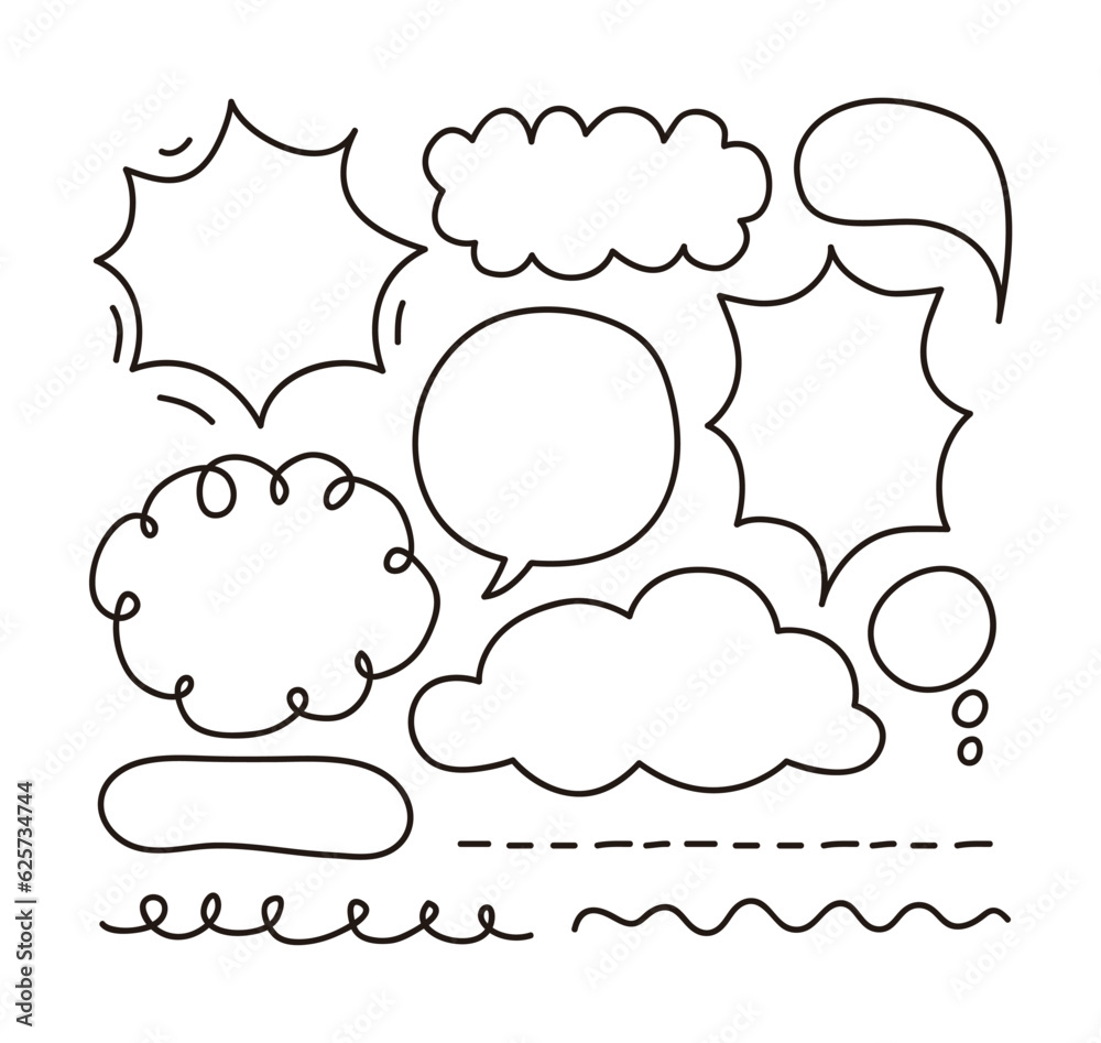Fototapeta premium Hand drawn doodle style talk speech bubble illustration. cute, and simple speech bubbles.