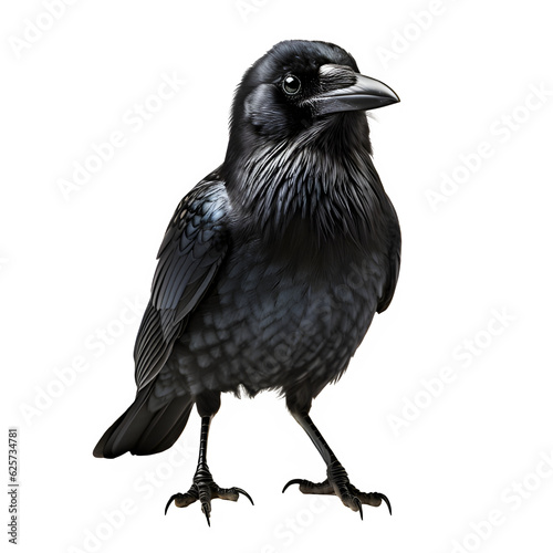crow isolated on transparent background ,black crow realistic illustration ,generative ai
