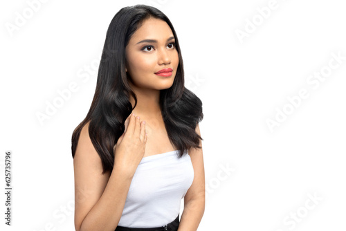 Portrait of an Asian beautiful woman with long hair