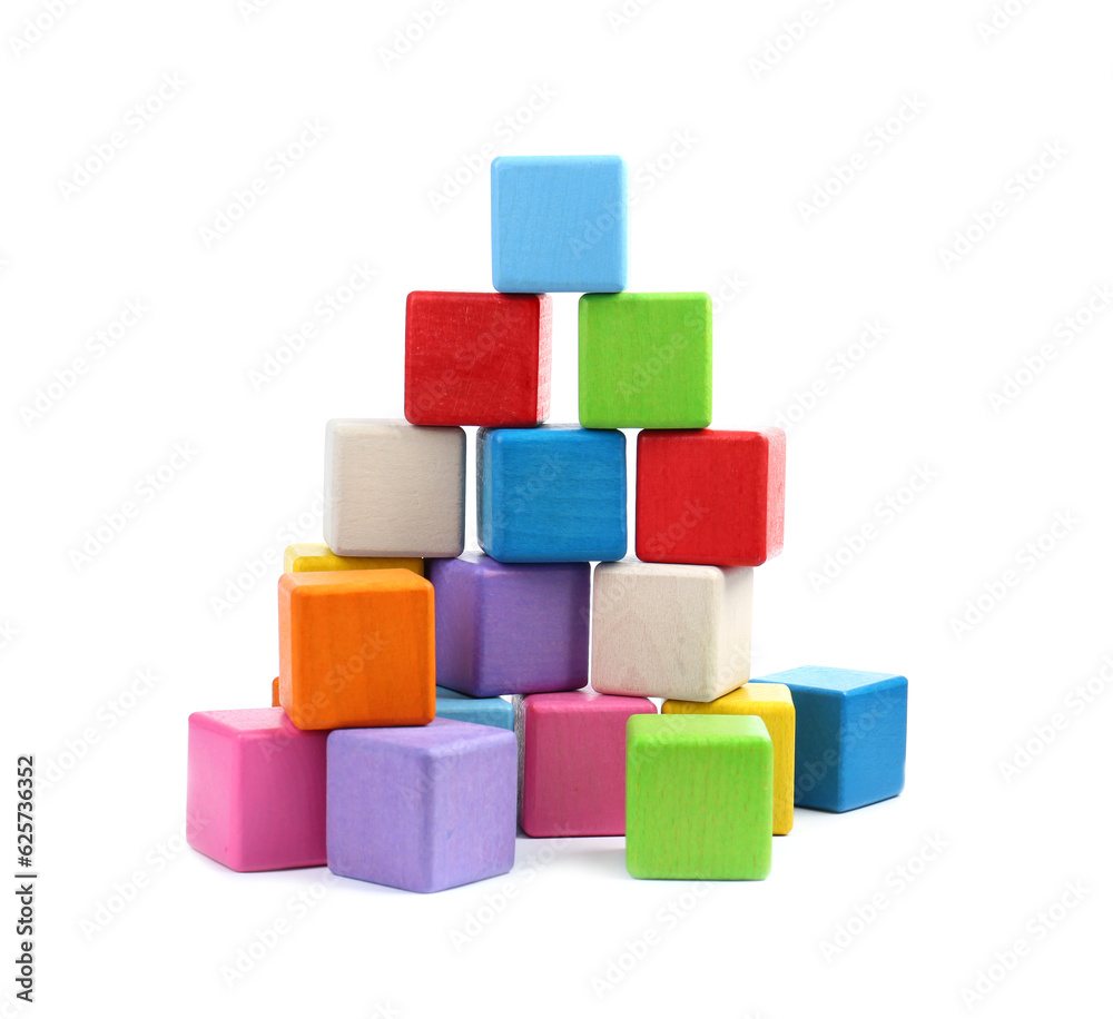 Many colorful cubes isolated on white. Children's toys Many colorful cubes isolated on white. Children's toys