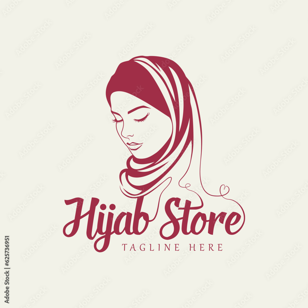 Woman Hijab store vector logo, minimalist vector logo concept Woman Hijab store vector logo, minimalist vector logo concept