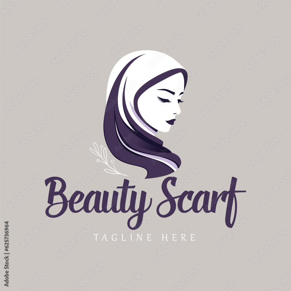 Beauty scarf shop logo, minimalist vector logo concept Beauty scarf shop logo, minimalist vector logo concept