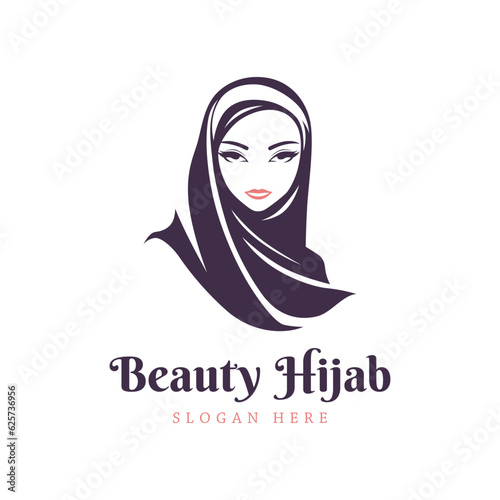 Beauty hijab vector logo, minimalist vector logo concept