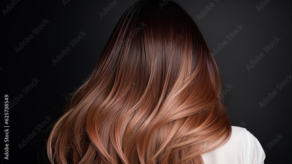 Fototapeta premium Elegant Hair Coloring Ombre or Balayage on Female Model from Behind, Generative AI