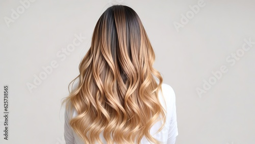 Chic Hair Transformation Ombre or Balayage Hairstyle from the Back, Generative AI