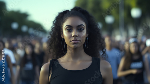 everyday life of a dissatisfied young adult woman, dark tanned skin, medium-length short hairstyle, earrings, thin sweater, outside on a street, problems, fictitious © wetzkaz