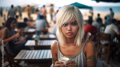 young adult woman standing ...