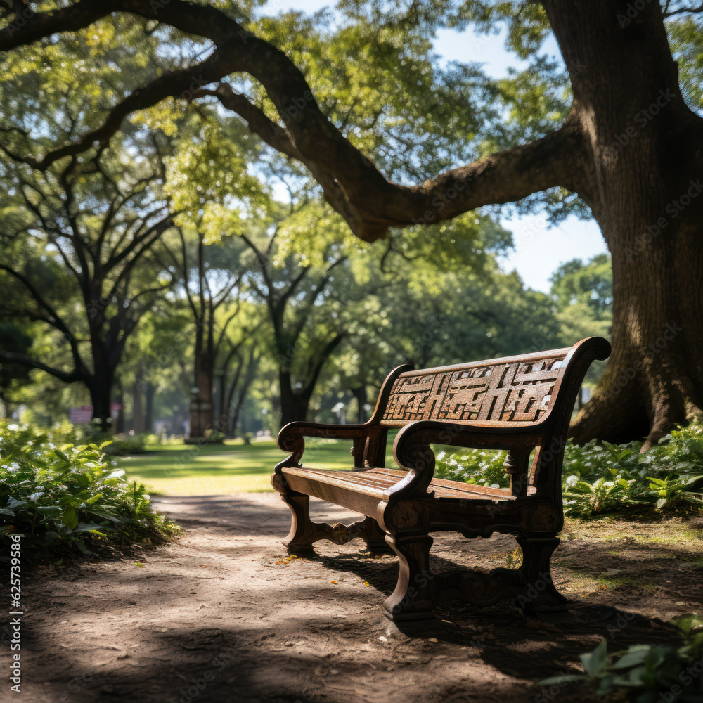 Bench in the Park Capture a bench placed
