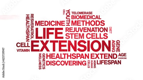 Life Extension animated tag word cloud;text design animation kinetic typography seamless loop. photo