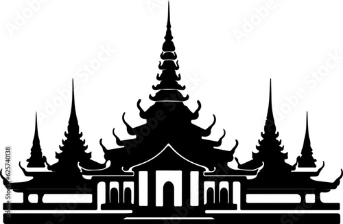 Thai temple architecture silhouette illustration