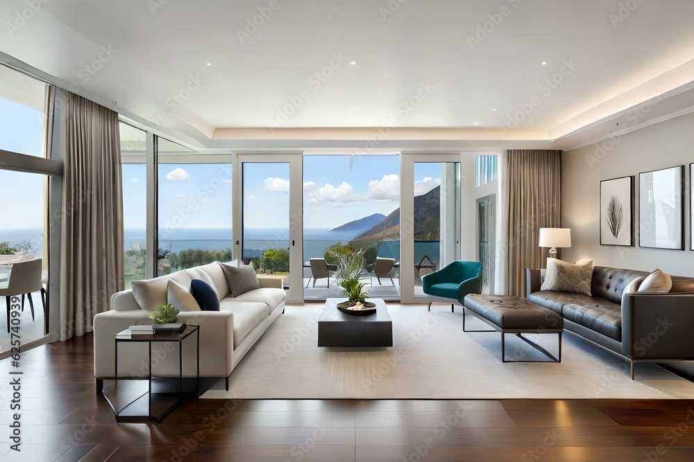 Contemporary living room with open concept view through to dining room kitchen and a marble fireplace with gas fire. Living room. Contemporary living room with open concept view through to dining room kitchen and a marble fireplace with gas fire. Living room.